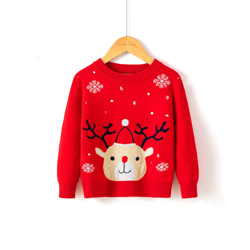 Christmas Snowflake Fawn Sweater – Festive Holiday Knitwear for Kids