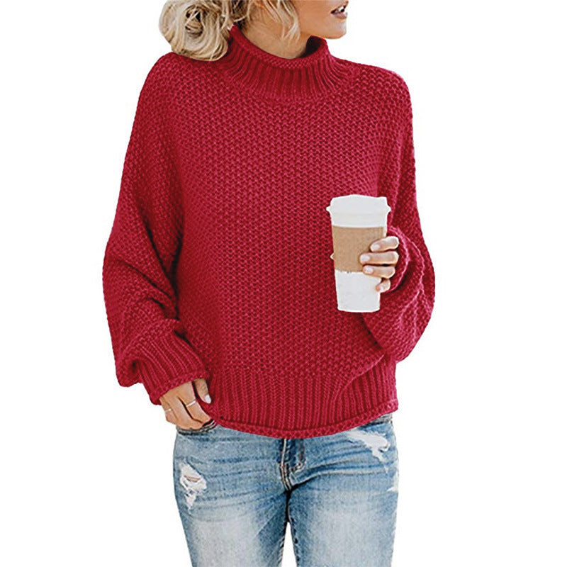 Women’s Cozy Solid Turtleneck Sweater – Winter Casual Chic Knitted Long Sleeve Pullover Top