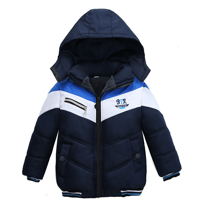 Long Sleeved Hooded Padded Jacket for Boys – Warm Winter Outerwear, Casual Kids Coat
