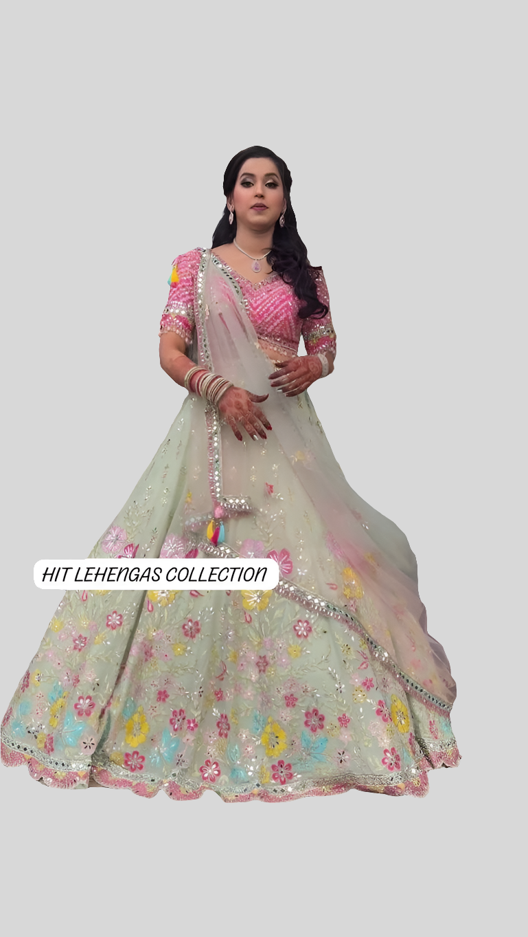 Bridal Heavy Embroidered Sequin & Real Mirror Work Lehenga Choli with Dupatta – Designer Wedding Collection