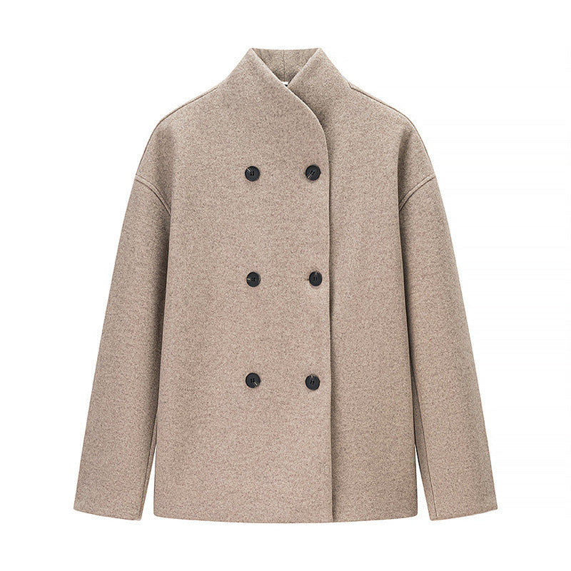 New Women’s Versatile Two-Tone Woolen Coat – Stylish Ins Lapel Single Breasted Winter Jacket