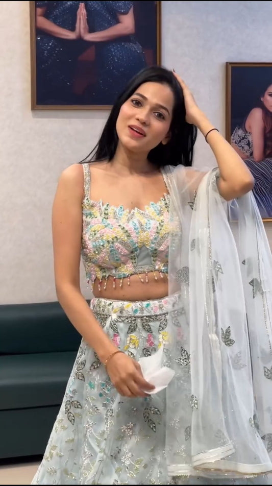 BD Launching 4 Meter Flared Sequins Embroidery Work Lehenga – Exceptional Quality with Can-Can & Canvas Layers, Designer Party & Bridal Wear