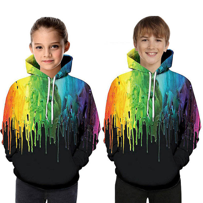 Digital Printed Children's Hooded Sweater – Colorful Kids Pullover Hoodie