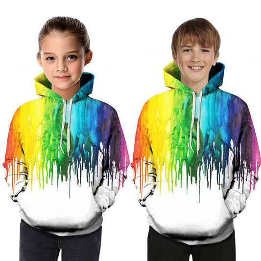 Digital Printed Children's Hooded Sweater – Colorful Kids Pullover Hoodie
