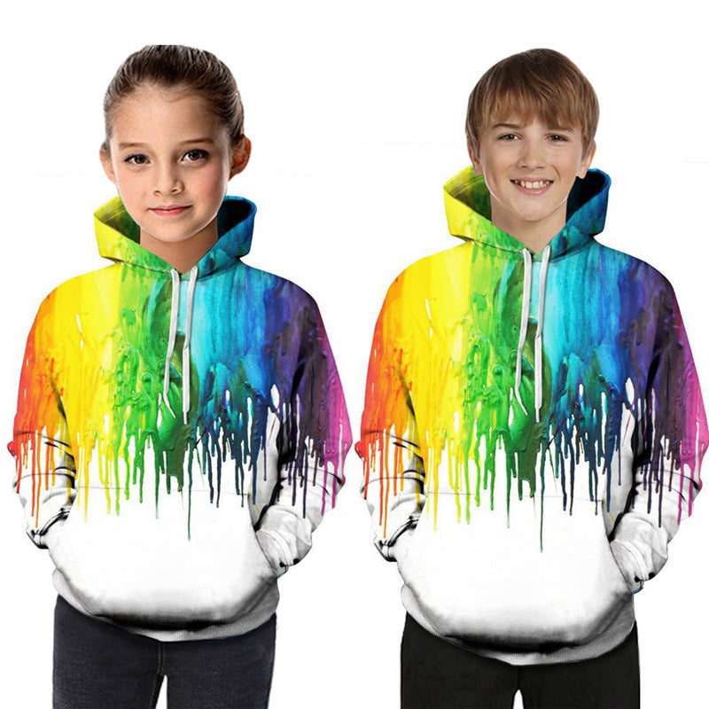 Digital Printed Children's Hooded Sweater – Colorful Kids Pullover Hoodie