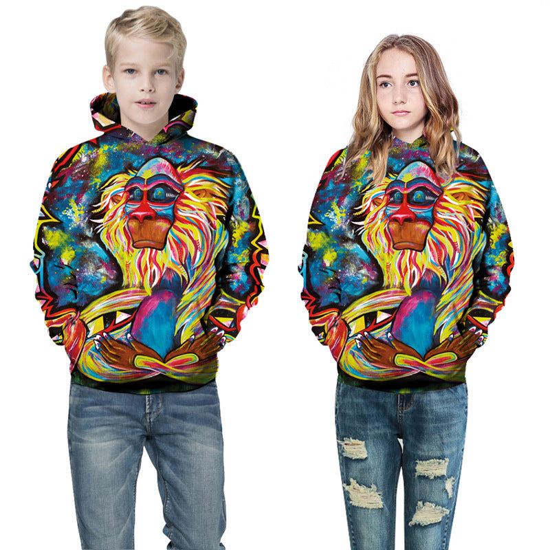 Digital Printed Children's Hooded Sweater – Colorful Kids Pullover Hoodie