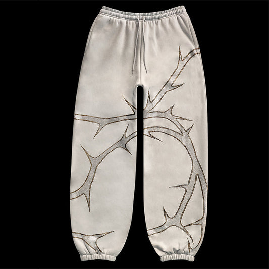 Street Style Hot Drilling Zip Hoodie & Trouser Set – Urban Fashion Tracksuit for Men & Women