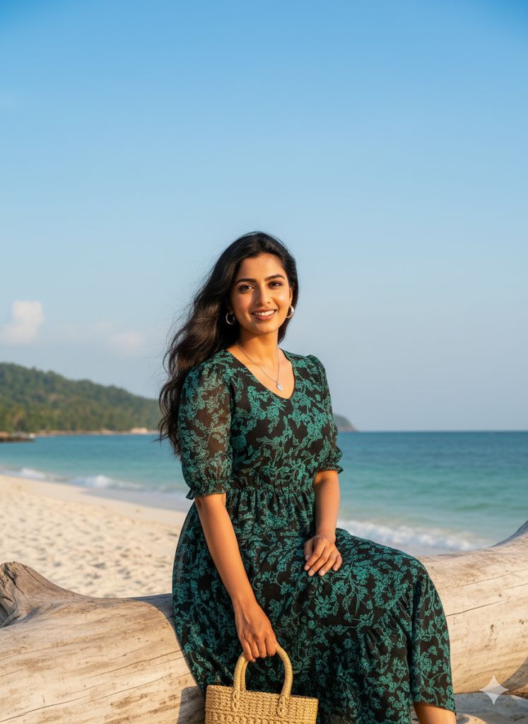 Vacation Special Floral Pleated Maxi Dress – Elegant Garden Print Fox Georgette Long Gown