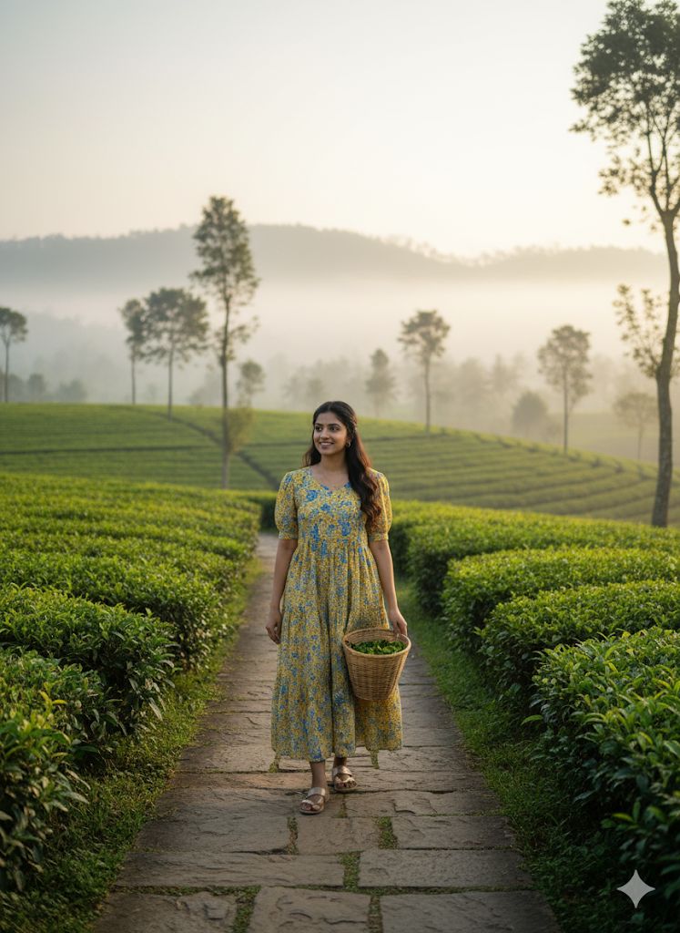 Vacation Special Floral Pleated Maxi Dress – Elegant Garden Print Fox Georgette Long Gown