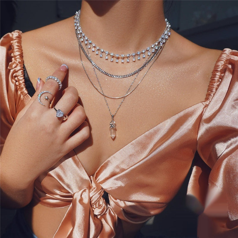 S925 Sterling Silver Star & Moon Adjustable Ring – Diamond Accent Open Band Celestial Jewelry