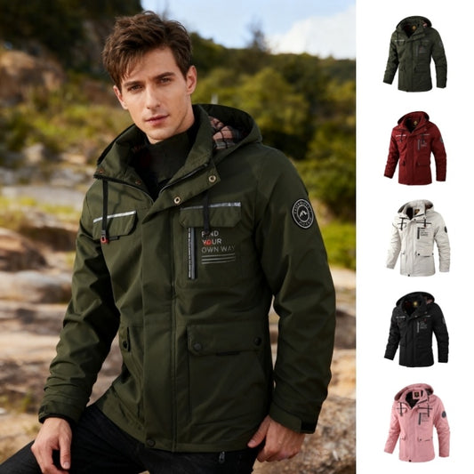 Men’s Waterproof Hooded Windbreaker Jacket – Outdoor Soft Shell Winter Coat, Warm Thick Casual Fashion, Comfortable Long Sleeve Top