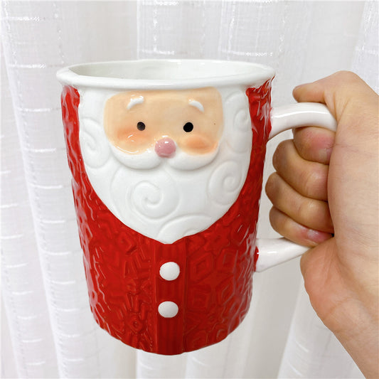 Handmade Christmas Santa Claus Ceramic Mug – Festive Painted Holiday Cup