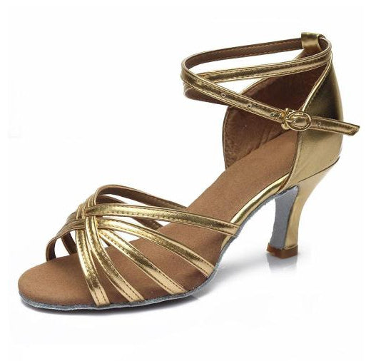 Indoor Satin Latin Dance Shoes – Breathable Ballroom Salsa Practice Footwear for Women