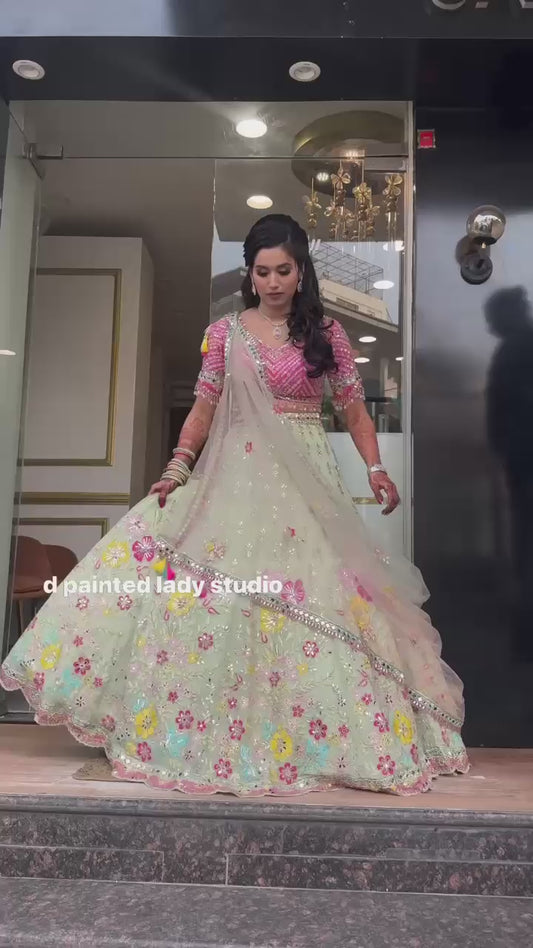 Bridal Heavy Embroidered Sequin & Real Mirror Work Lehenga Choli with Dupatta – Designer Wedding Collection